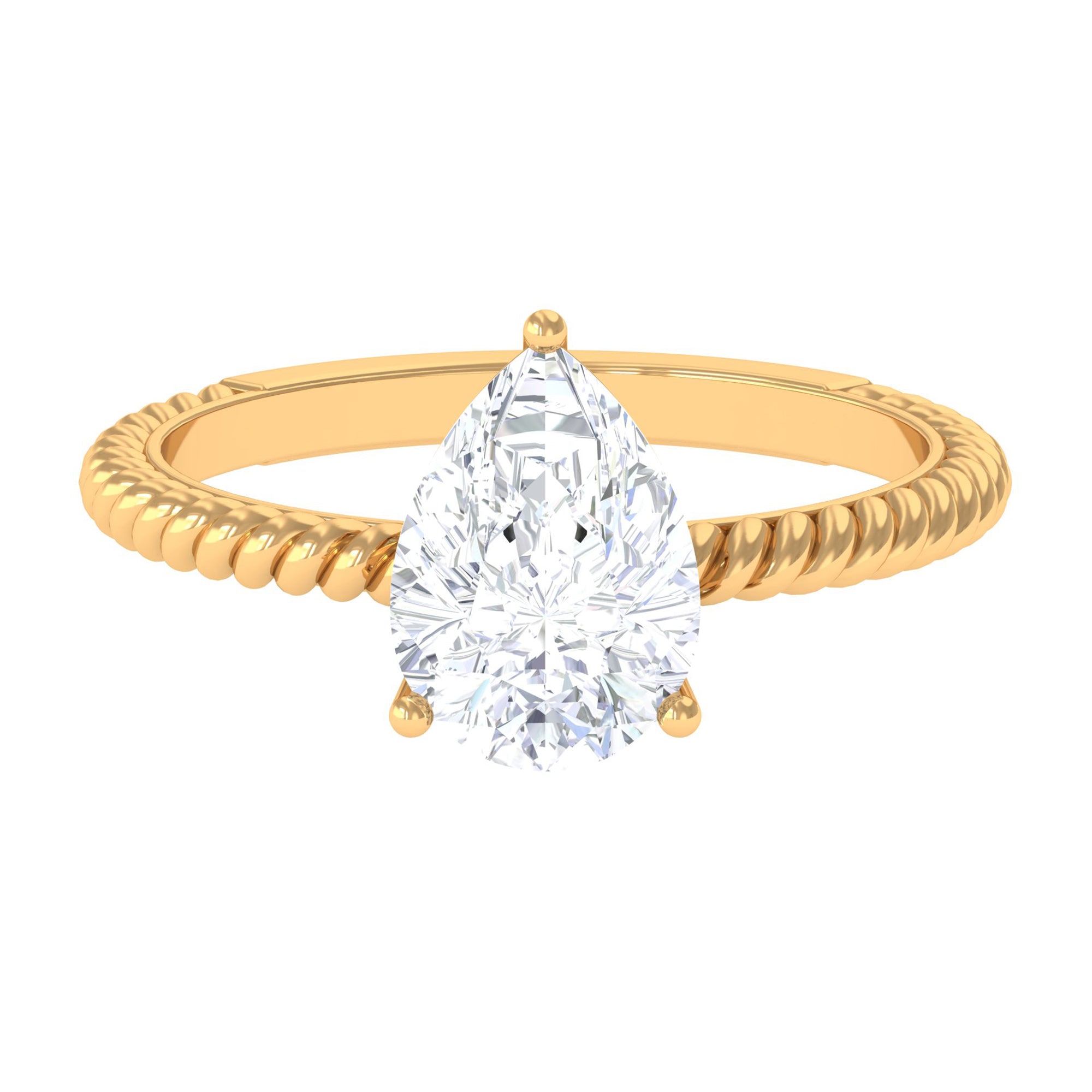 Certified Pear Zircon Solitaire Engagement Ring Zircon - ( AAAA ) - Quality - Rosec Jewels