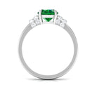 Oval Created Emerald Engagement Ring with Diamond Collar Lab Created Emerald - ( AAAA ) - Quality - Rosec Jewels