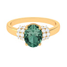 Oval Created Green Sapphire Engagement Ring with Moissanite Accent Lab Created Green Sapphire - ( AAAA ) - Quality - Rosec Jewels