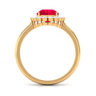 Lab Created Ruby Teardrop Engagement Ring with Diamond Halo Lab Created Ruby - ( AAAA ) - Quality - Rosec Jewels