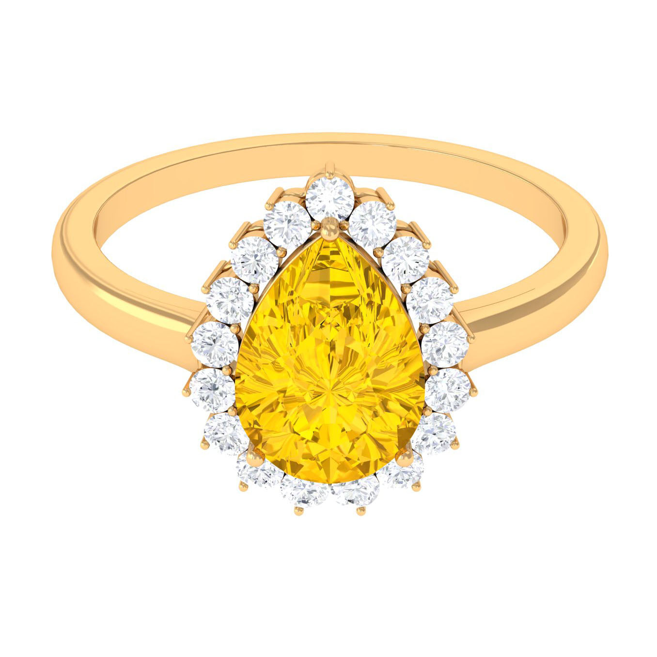 Lab-Created Yellow Sapphire Engagement Ring with Diamond Halo Lab Created Yellow Sapphire - ( AAAA ) - Quality - Rosec Jewels