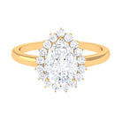 Cubic Zirconia Teardrop Halo Engagement Ring Zircon - ( AAAA ) - Quality - Rosec Jewels
