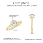 Round Cut Moissanite Halo Promise Ring in Gold Moissanite - ( D-VS1 ) - Color and Clarity - Rosec Jewels