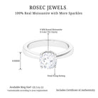 Petal Prong Set Round Moissanite Solitaire Engagement Ring Moissanite - ( D-VS1 ) - Color and Clarity - Rosec Jewels