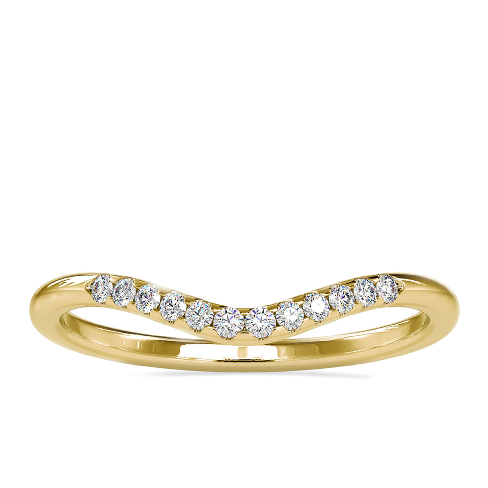 Curved Gold Stackable Ring with Prong Set Moissanite Moissanite - ( D-VS1 ) - Color and Clarity - Rosec Jewels