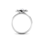 Round Shape Real Diamond Flower Engagement Ring Diamond - ( HI-SI ) - Color and Clarity - Rosec Jewels