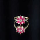 Flower Cocktail Ring with Ruby and Diamond Ruby - ( AAA ) - Quality - Rosec Jewels