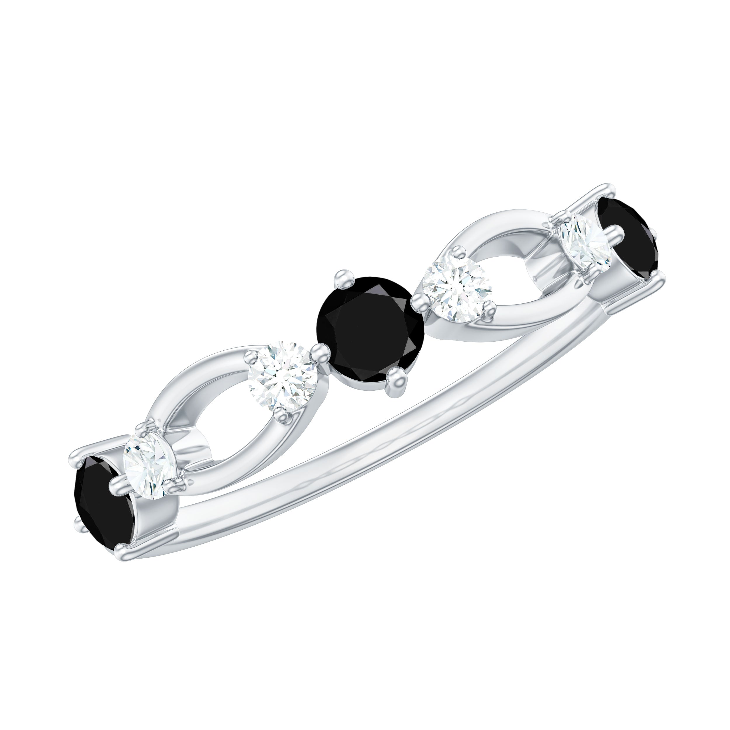 Created Black Diamond and Diamond Minimal Promise Ring Lab Created Black Diamond - ( AAAA ) - Quality - Rosec Jewels