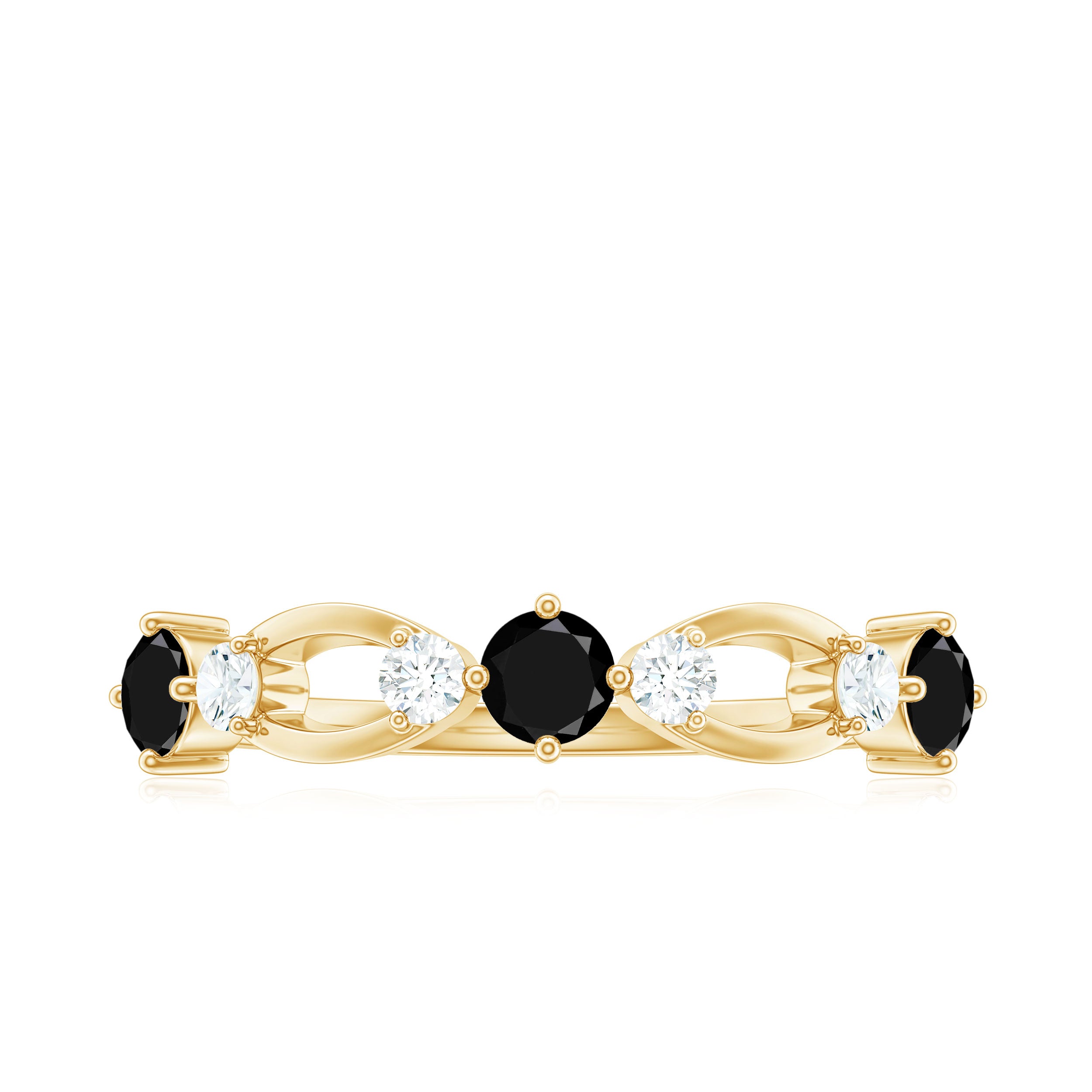 Created Black Diamond and Diamond Minimal Promise Ring Lab Created Black Diamond - ( AAAA ) - Quality - Rosec Jewels