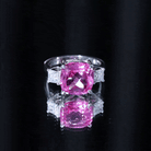 Cushion Cut Created Pink Sapphire Solitaire Engagement Ring with Moissanite Lab Created Pink Sapphire - ( AAAA ) - Quality - Rosec Jewels