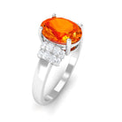 Created Orange Sapphire Solitaire Engagement Ring with Diamond Accent Lab Created Orange Sapphire - ( AAAA ) - Quality - Rosec Jewels