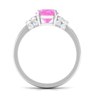 Created Pink Sapphire Oval Engagement Ring with Diamond Accent Lab Created Pink Sapphire - ( AAAA ) - Quality - Rosec Jewels