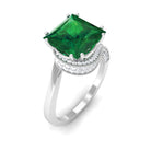 Princess Cut Created Emerald Solitaire Bypass Engagement Ring Lab Created Emerald - ( AAAA ) - Quality - Rosec Jewels