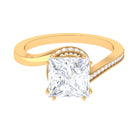 Designer Solitaire Cubic Zirconia Bypass Engagement Ring Zircon - ( AAAA ) - Quality - Rosec Jewels