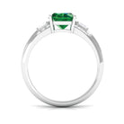 Solitaire Lab Grown Emerald Oval Engagement Ring with Diamond Lab Created Emerald - ( AAAA ) - Quality - Rosec Jewels