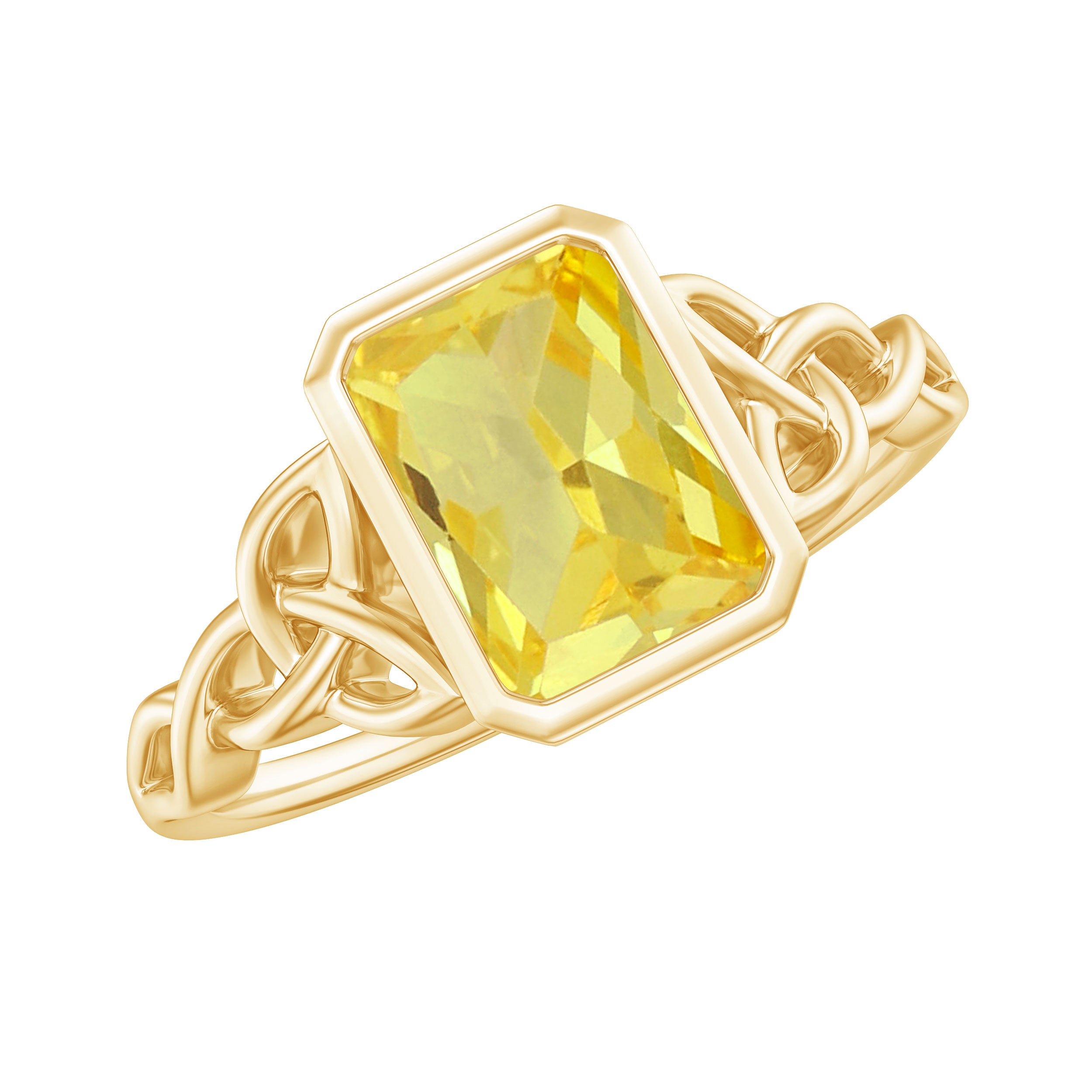 Lab Created Yellow Sapphire Engagement Ring with Diamond Lab Created Yellow Sapphire - ( AAAA ) - Quality - Rosec Jewels