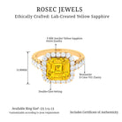 Created Yellow Sapphire and Moissanite Halo Engagement Ring Lab Created Yellow Sapphire - ( AAAA ) - Quality - Rosec Jewels