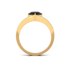 Created Black Diamond Heart Engagement Ring with Diamond Lab Created Black Diamond - ( AAAA ) - Quality - Rosec Jewels