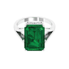 Lab Created Emerald Solitaire Engagement Ring Lab Created Emerald - ( AAAA ) - Quality - Rosec Jewels