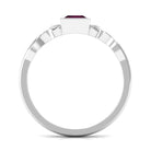 Real Rhodolite Princess Cut Solitaire Celtic Ring in Bezel Setting Rhodolite - ( AAA ) - Quality - Rosec Jewels