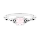 5 MM Princess Cut Rose Quartz Solitaire Celtic Ring in Bezel Setting Rose Quartz - ( AAA ) - Quality - Rosec Jewels