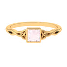 5 MM Princess Cut Rose Quartz Solitaire Celtic Ring in Bezel Setting Rose Quartz - ( AAA ) - Quality - Rosec Jewels