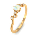 Leaf Inspired Ethiopian Opal Solitaire Promise Ring with Beaded Details Ethiopian Opal - ( AAA ) - Quality - Rosec Jewels