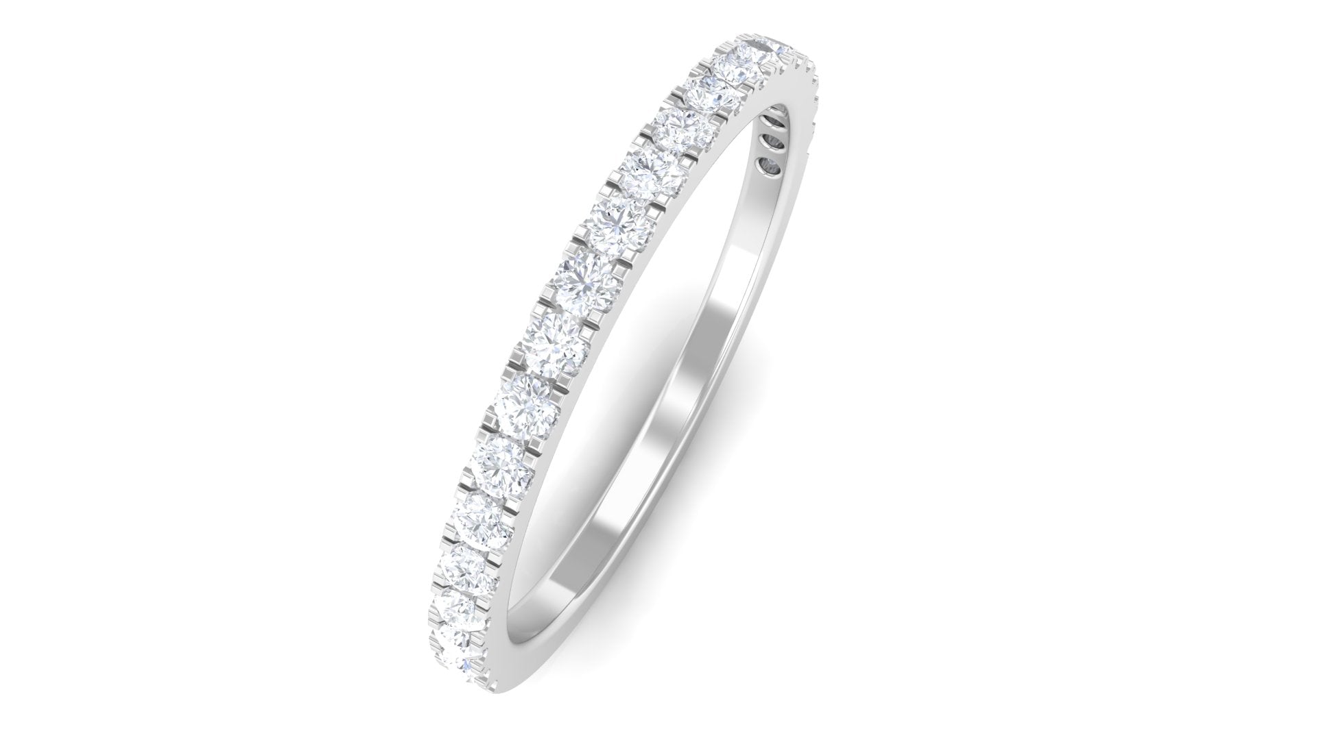 Certified Moissanite Half Eternity Stackable Ring Moissanite - ( D-VS1 ) - Color and Clarity 14K White Gold - Rosec Jewels