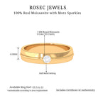 Half Bezel Set Round Moissanite Wedding Band Ring Moissanite - ( D-VS1 ) - Color and Clarity - Rosec Jewels