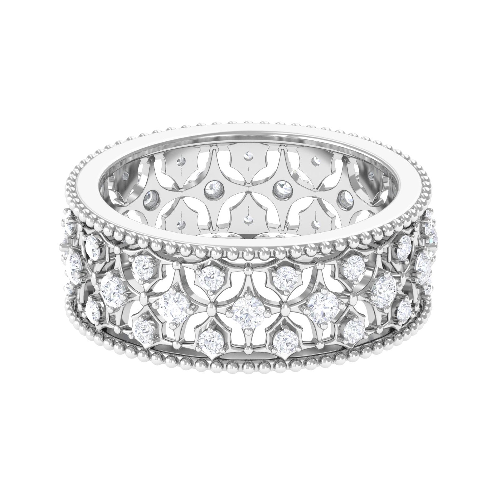 Designer Moissanite Wedding Band Ring Moissanite - ( D-VS1 ) - Color and Clarity - Rosec Jewels