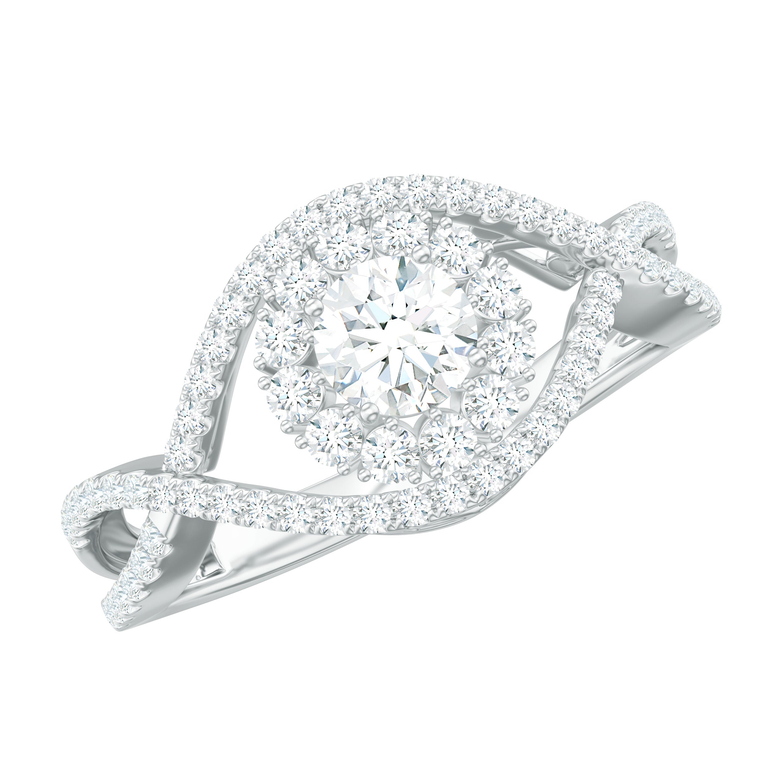 Rosec Jewels-1 CT Certified Moissanite Crossover Engagement Ring