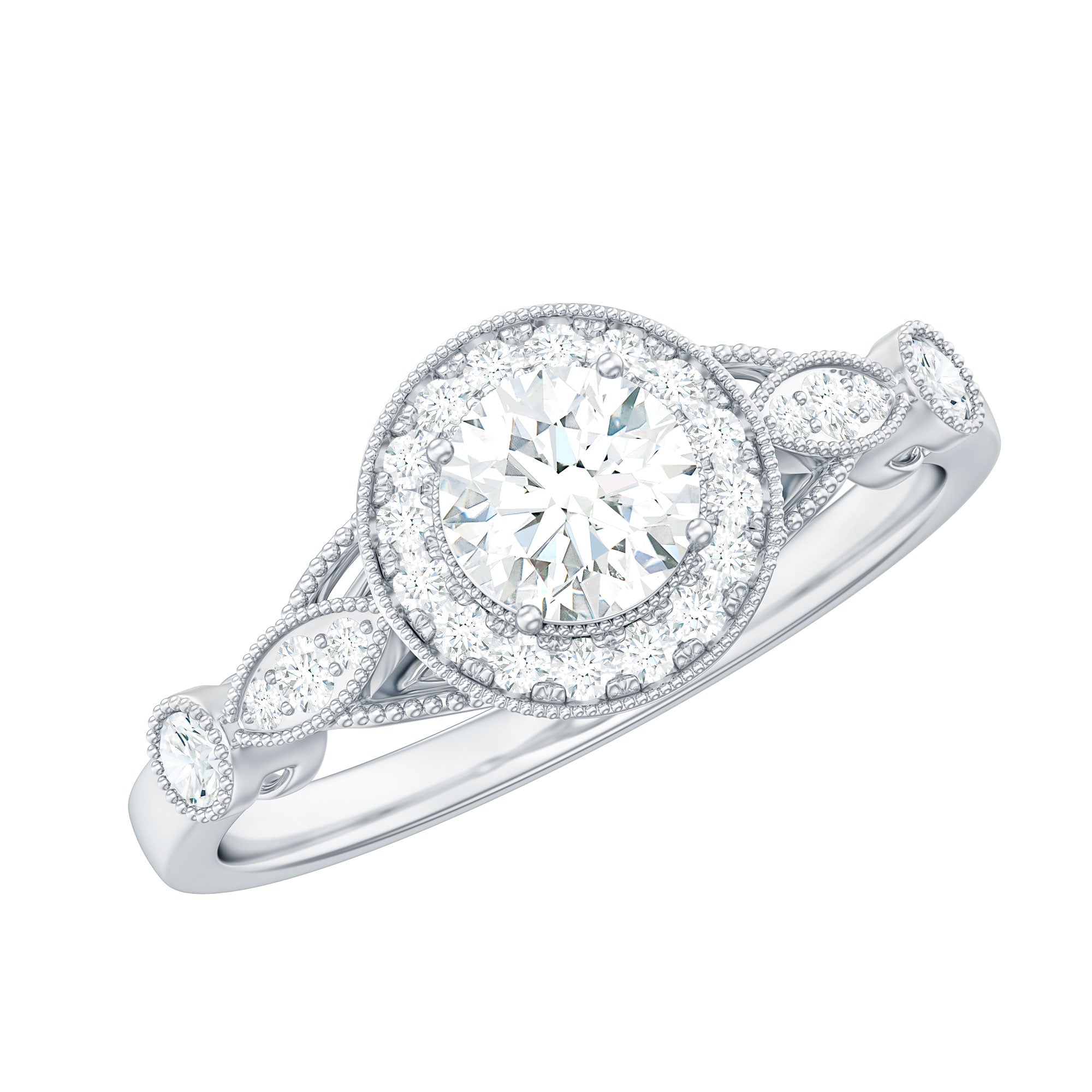 Rosec Jewels-1 CT Round Cut Moissanite Engagement Ring