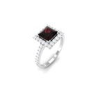 Princess Cut Garnet and Diamond Halo Engagement Ring Garnet - ( AAA ) - Quality - Rosec Jewels