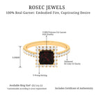 Princess Cut Garnet and Diamond Halo Engagement Ring Garnet - ( AAA ) - Quality - Rosec Jewels