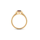 Princess Cut Garnet and Diamond Halo Engagement Ring Garnet - ( AAA ) - Quality - Rosec Jewels