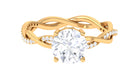 Rosec Jewels-2.25 CT Round Cut Solitaire Moissanite Braided Ring in Prong Setting and Hidden Style