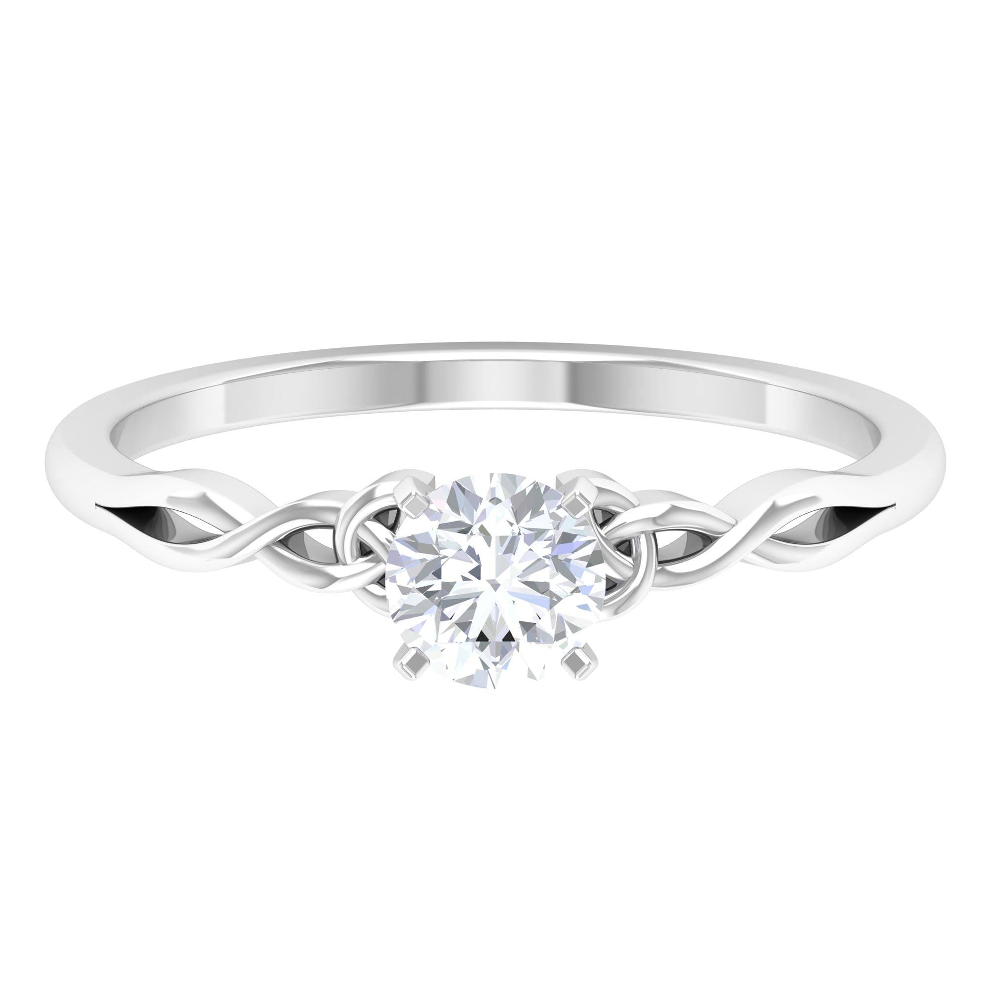Round Moissanite Solitaire Celtic Promise Ring Moissanite - ( D-VS1 ) - Color and Clarity - Rosec Jewels