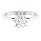 Rosec Jewels-10X7 MM Pear Cut Moissanite Solitaire Ring for Women in 3 Prong Setting