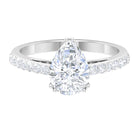 Rosec Jewels-2.25 CT Double Prong Set Round Cut Solitaire Moissanite Ring with Surface Pronged Side Stones