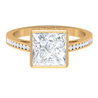 Rosec Jewels-3 CT Bezel Set Solitaire Moissanite Ring with Channel Set Side Stones