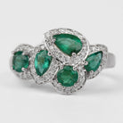 May Birthstone 1.75 CT Emerald Cocktail Engagement Ring with Diamond Accent Emerald - ( AAA ) - Quality - Rosec Jewels