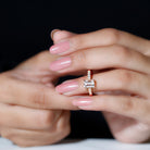 Rosec Jewels-Emerald Cut Morganite Solitaire Ring with Diamond
