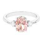 Solitaire Engagement Ring with Oval Morganite and Diamond Morganite - ( AAA ) - Quality - Rosec Jewels