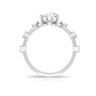 Rosec Jewels-2 CT Three Prong Set Pear Cut Solitaire Moissanite Ring with Spaced Accent