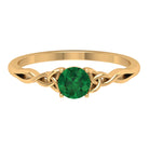 Round Shape Emerald Solitaire Ring with Celtic Shank Emerald - ( AAA ) - Quality - Rosec Jewels