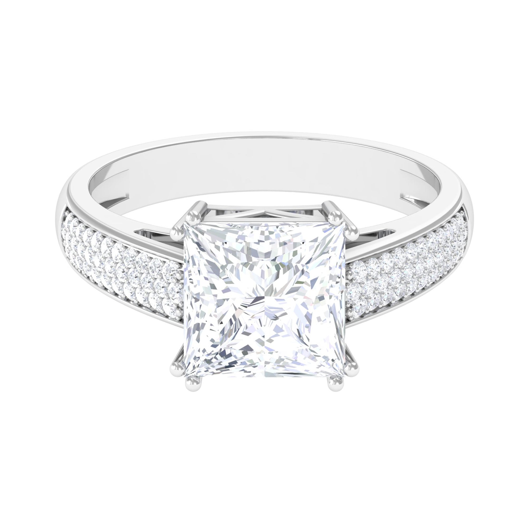 8 MM Princess Cut Moissanite Solitaire Engagement Ring Moissanite - ( D-VS1 ) - Color and Clarity - Rosec Jewels