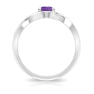 5 MM Round Shape Amethyst Solitaire Ring in Four Prong Setting with Crossover Shank Amethyst - ( AAA ) - Quality - Rosec Jewels