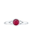 Rosec Jewels-July Birthstone 5 MM Ruby Solitaire Ring in Bezel Setting with Split Shank