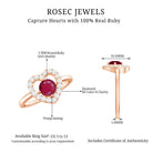 Ruby and Diamond Heart Halo Ring Ruby - ( AAA ) - Quality - Rosec Jewels