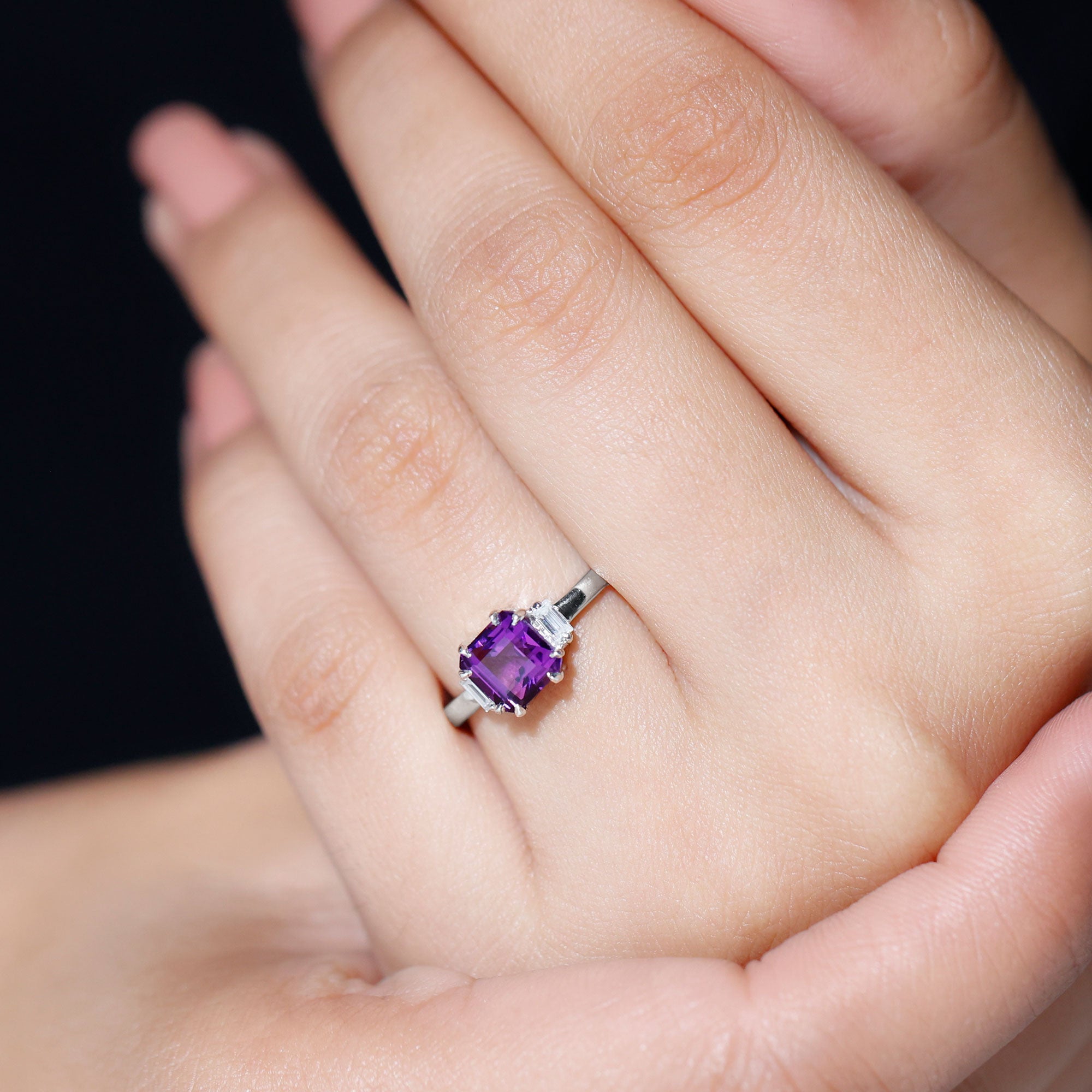 Asscher cut amethyst ring store